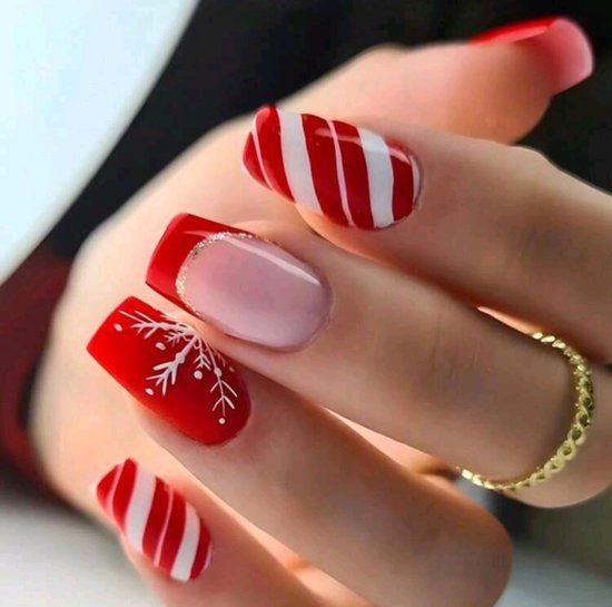 Festive Red Nails with Candy Cane Stripes Festive Red Nails with Candy Cane Stripes β Red Christmas Nails 2026