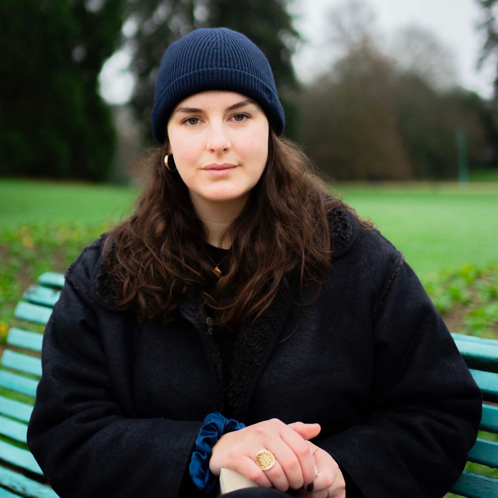 Loose Waves Under a Dark Blue Beanie Loose Waves Under a Dark Blue Beanie β Winter Hat Hairstyles