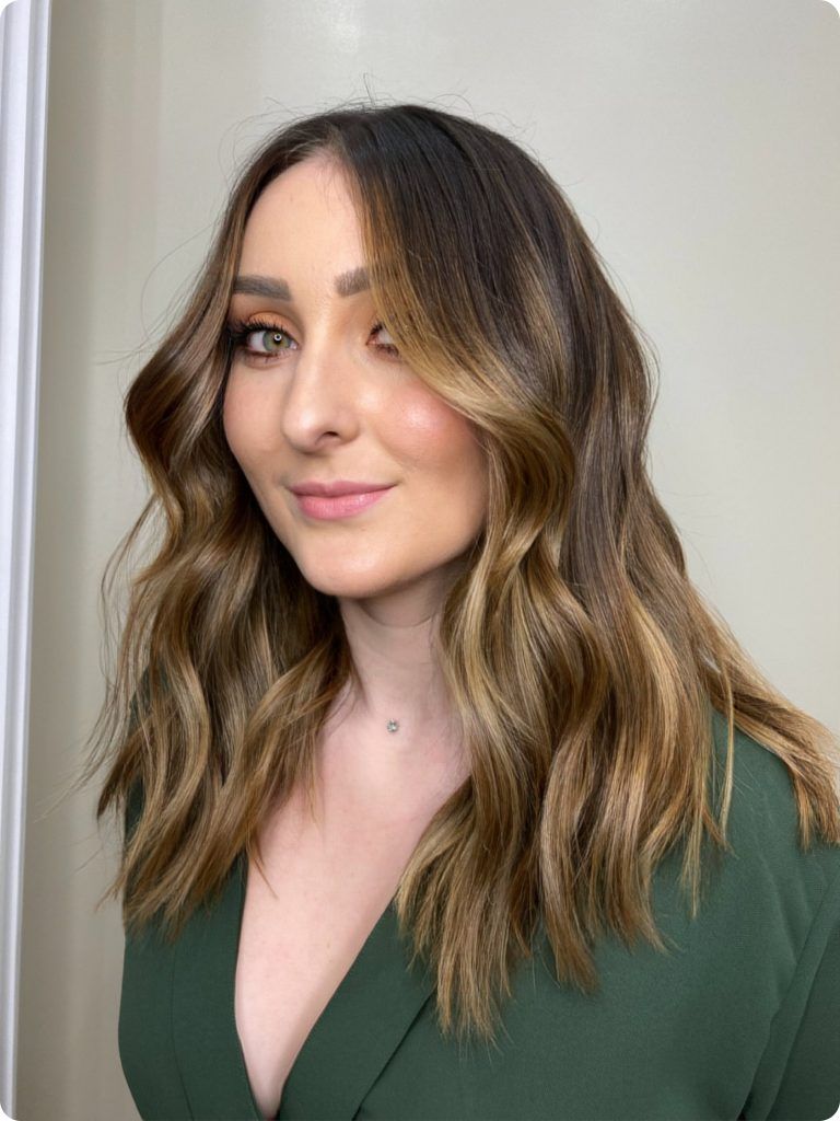 Dark Brown With Caramel Ash Blonde Balayage — Reverse Balayage