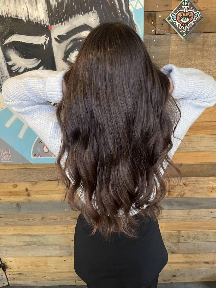 Deep Uniform Dark Brown With Long Layers — Dark Chocolate Brown Hair