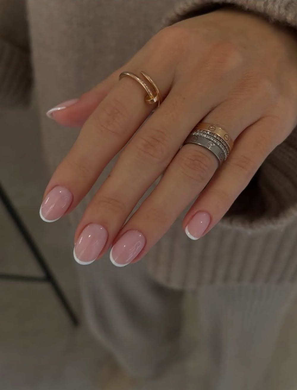 Classic French Short Rounded Square Classic French Short Rounded Square β Old Money Winter Nails