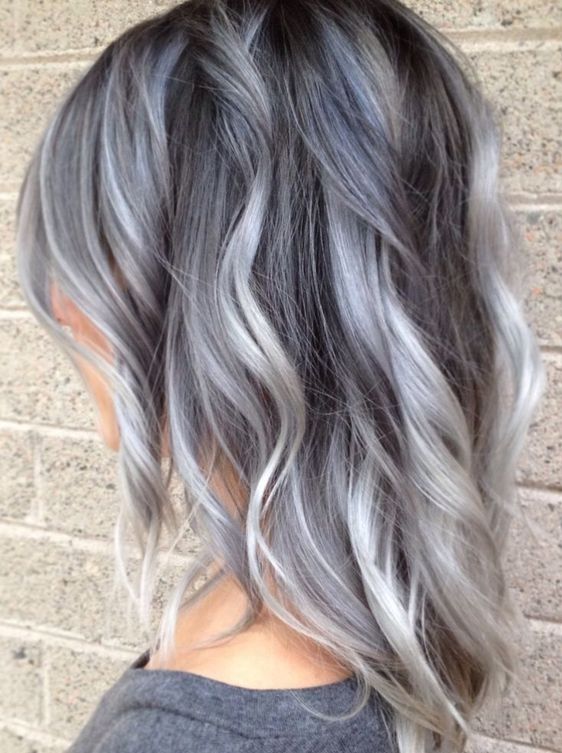 Gray With Platinum And Silver Highlights Visual Idea — Winter Hair Colors for Gray Hair