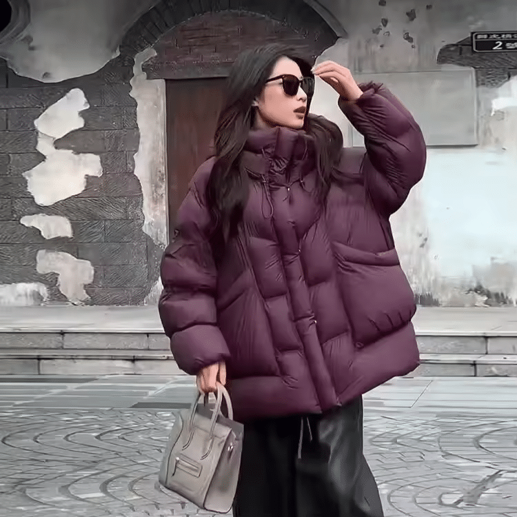 Chic Burgundy Puffer with Faux Fur Trim Chic Burgundy Puffer with Faux Fur Trim β Long Puffer Coat Outfits