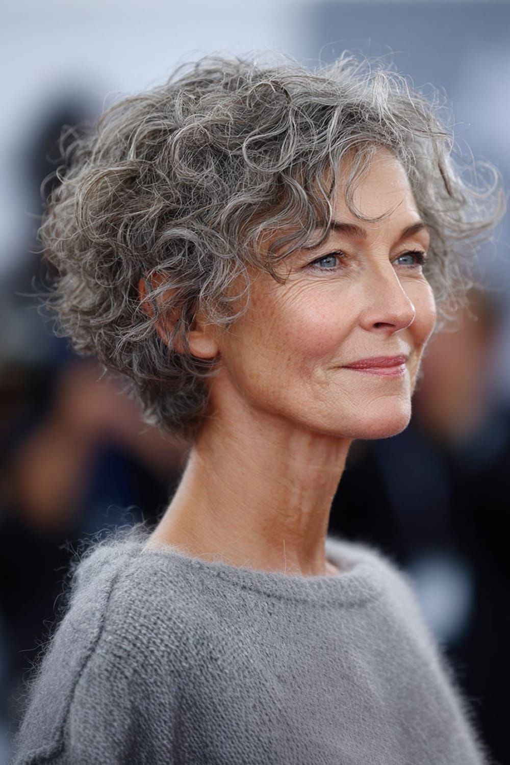 Salt and Pepper Curly Cut With Natural Texture — Winter Haircuts for Women Over 60