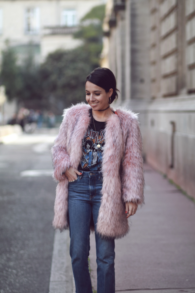 Vibrant Pink Mid-Length Faux Fur Coat with Suede Boots Vibrant Pink Mid-Length Faux Fur Coat with Suede Boots โ Faux Fur Coat Outfits