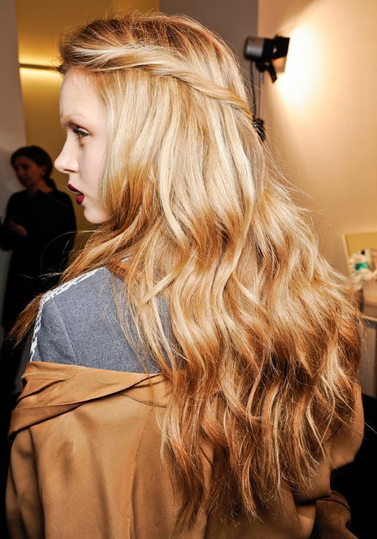 Honey Blonde Waves With Twisted Accent Honey Blonde Waves With Twisted Accent β Winter Twist Hairstyles