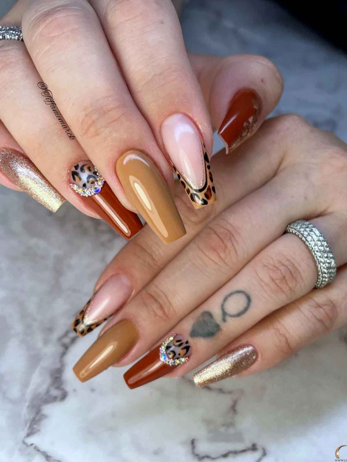 Glossy And Glitter Visual Idea — Long Winter Coffin Nails