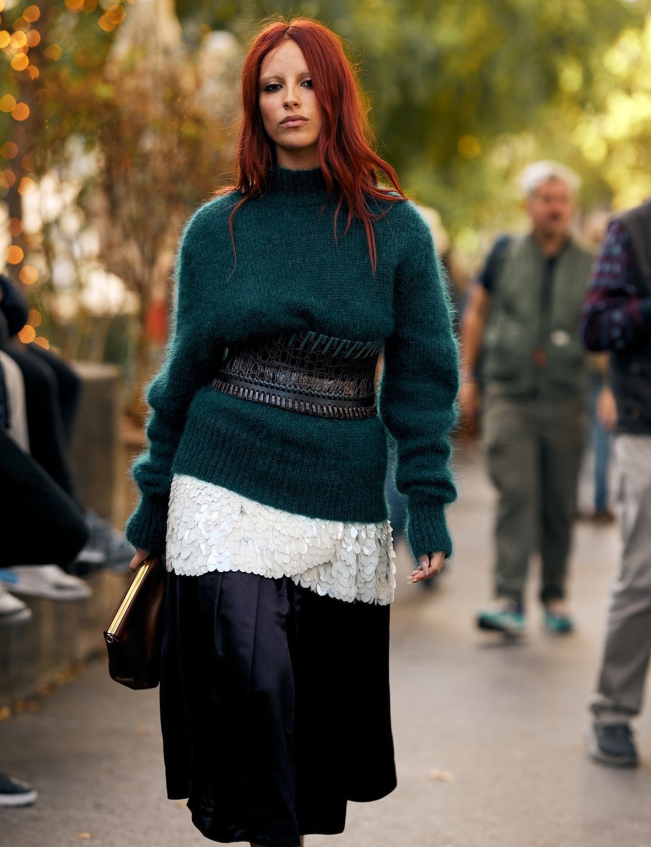 Fashion-Forward Evening: Layered Oversized Sweater with Sequins — Oversized Sweater Outfits