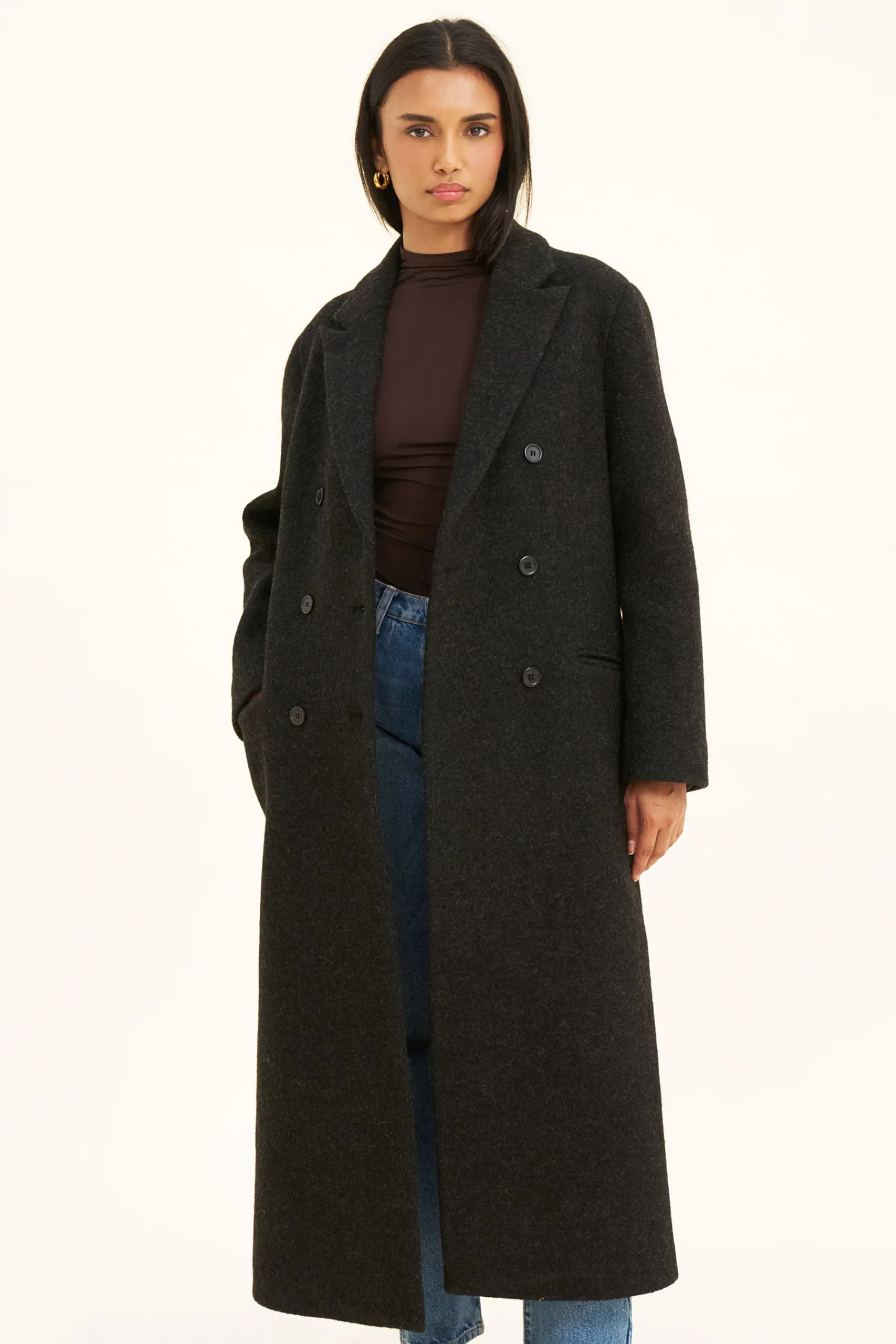 Long Wool Coat with Turtleneck and Jeans Long Wool Coat with Turtleneck and Jeans β Winter Coats for Women