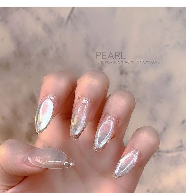 Pearlescent White Chrome Shimmer Pearlescent White Chrome Shimmer β New Years Dip Powder Nails 2027
