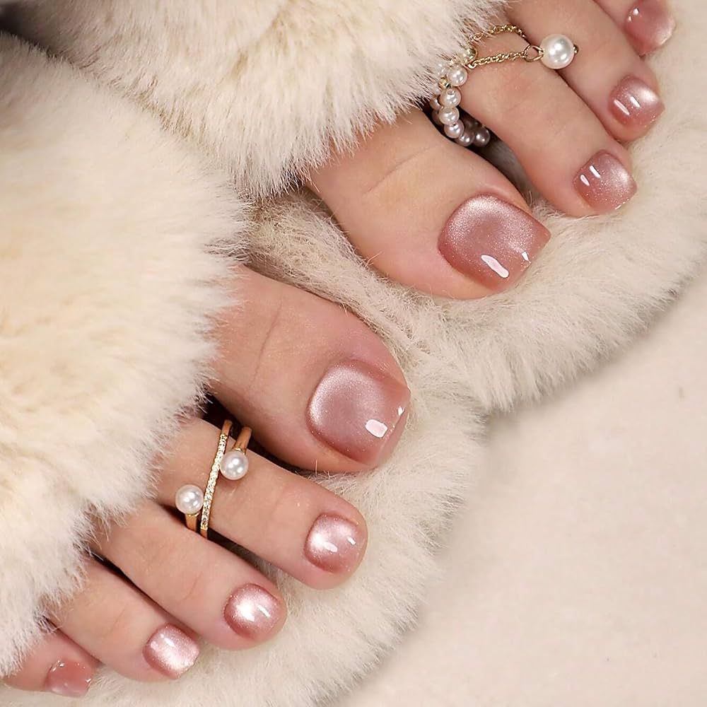 Glamorous Rose Gold Cat Eye Pedicure Glamorous Rose Gold Cat Eye Pedicure β Christmas Pedicure 2026