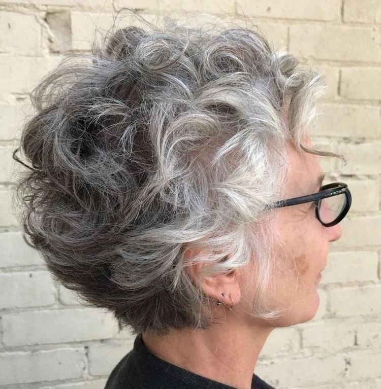 Short Tousled Gray Curly Bob Short Tousled Gray Curly Bob β Winter Haircuts for Gray Hair