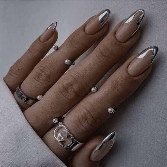 Chrome French Tips On All Nails Visual Idea Chrome French Tips On All Nails Visual Idea โ Winter Chrome Nails