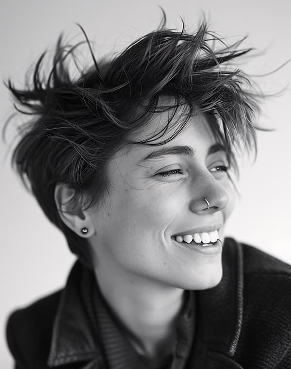Dark Brown Pixie With Textured Messy Top — Short Winter Haircuts