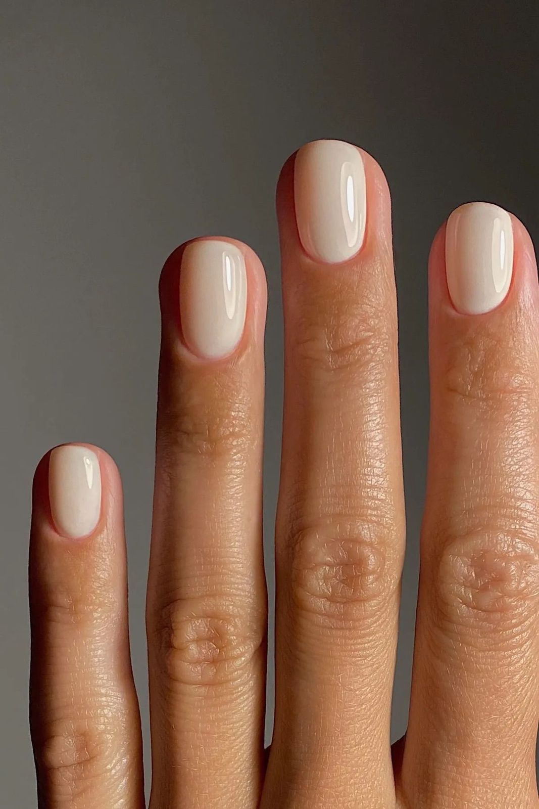 Short Rounded Milky White with Beige Undertones Short Rounded Milky White with Beige Undertones β Milky White Nails