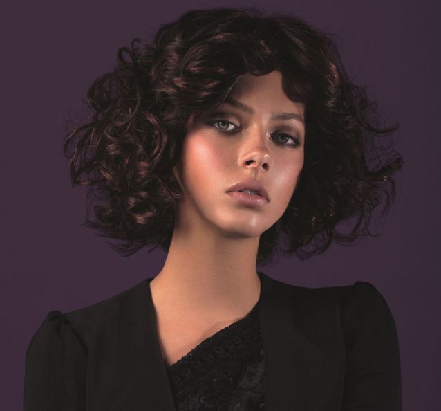 Deep Mahogany Curls With Full Bangs — Mahogany Hair Color