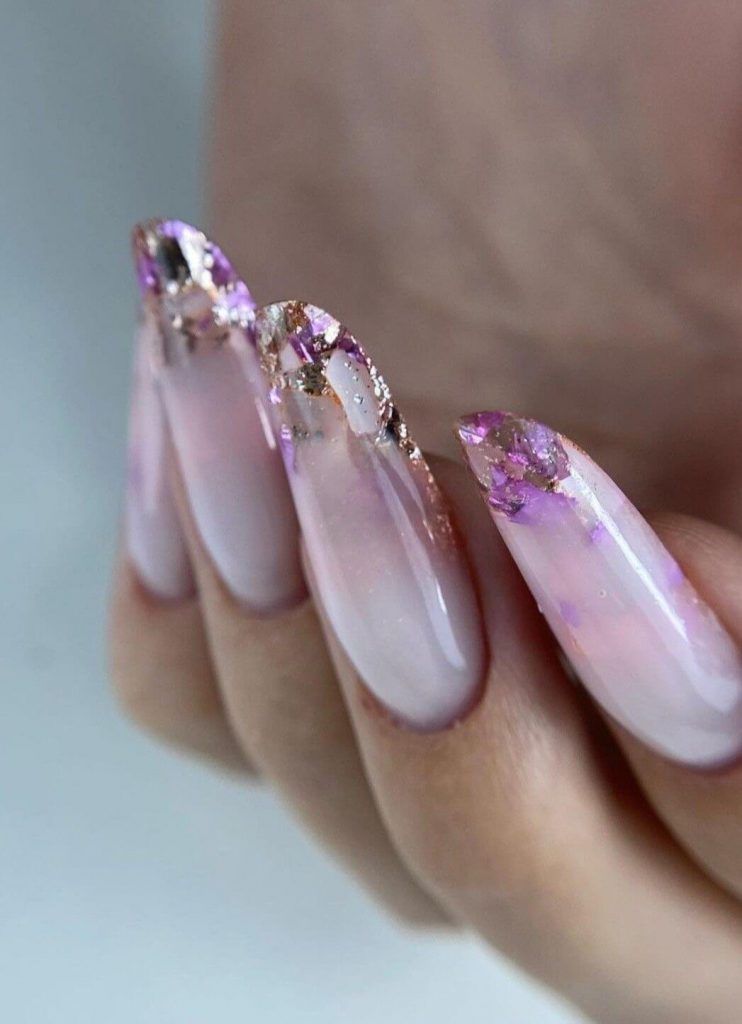 Iridescent Foil Gradient Stiletto Nails Iridescent Foil Gradient Stiletto Nails β Simple New Years Nails 2027