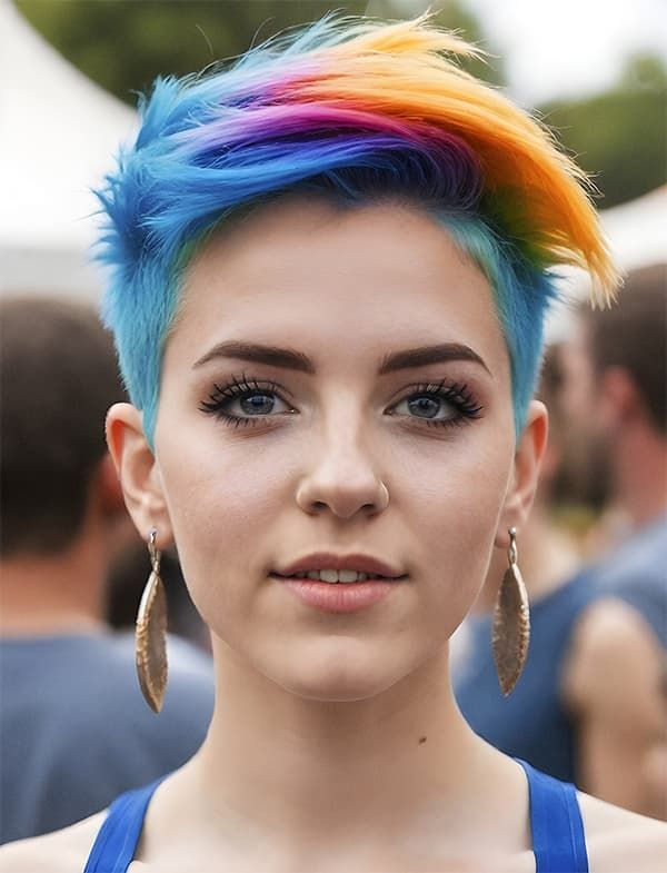 Blue With Rainbow Highlights Visual Idea Blue With Rainbow Highlights Visual Idea β Winter Lob Haircuts