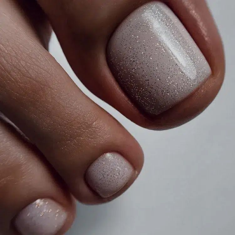 Subtle Silver Glitter on Beige Subtle Silver Glitter on Beige β Winter Pedicure Colors