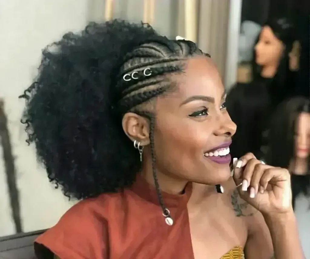 Braided Ponytail With Afro Puff — Winter Haircuts for Black Women