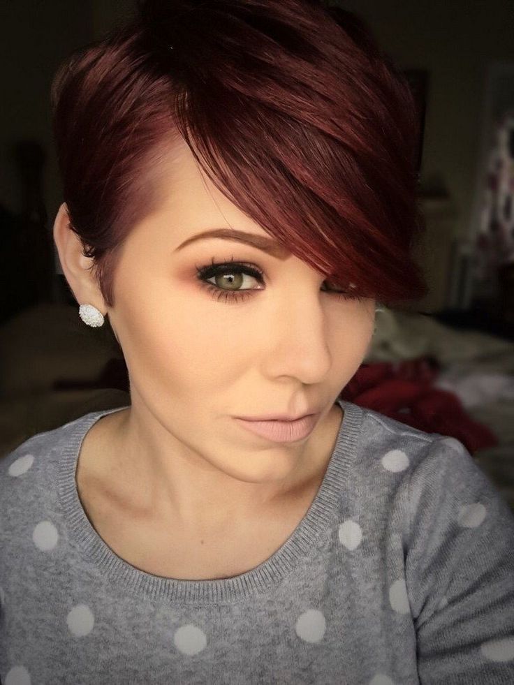 Deep Vibrant Auburn Pixie — Winter Auburn Hair Color