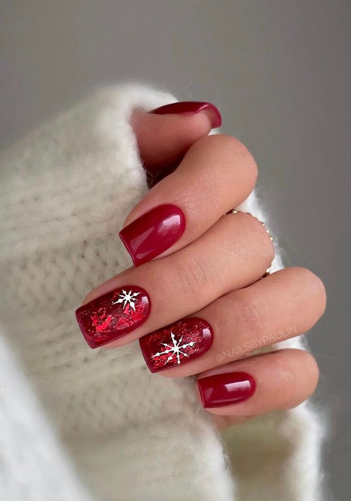 Winter Holiday Visual Idea Winter Holiday Visual Idea β Short Winter Acrylic Nails