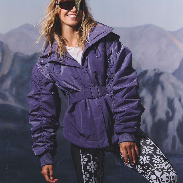Oversized Purple Ski Jacket with Ruched Sleeves Oversized Purple Ski Jacket with Ruched Sleeves β Ski Outfits