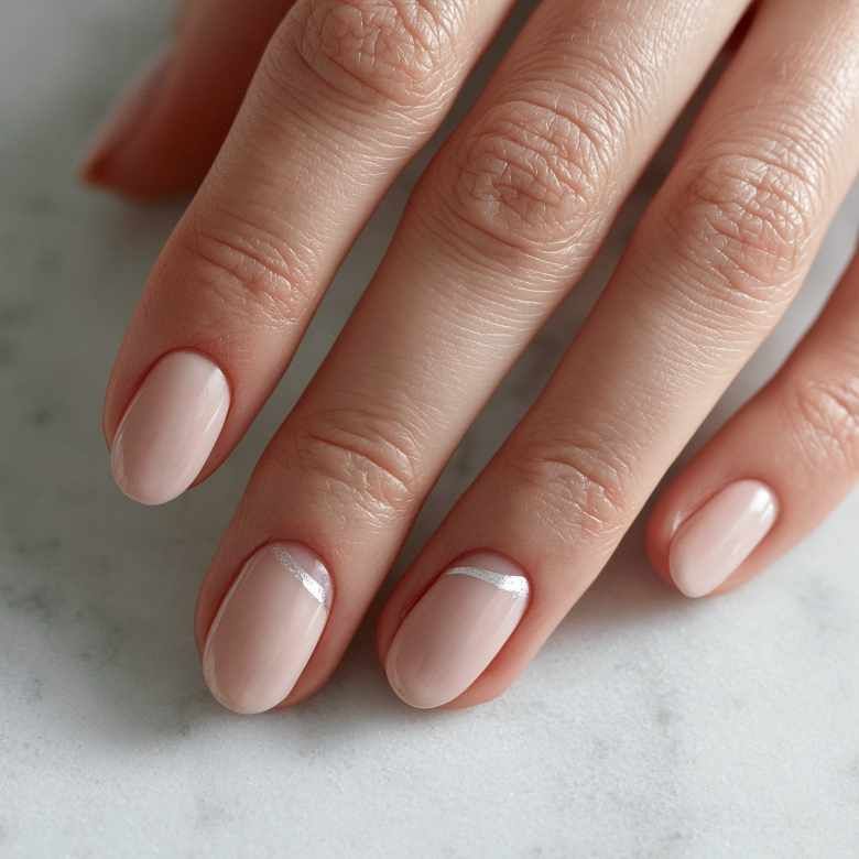 Pale Nude Glossy with Silver Line Pale Nude Glossy with Silver Line β New Years Nail Colors 2027
