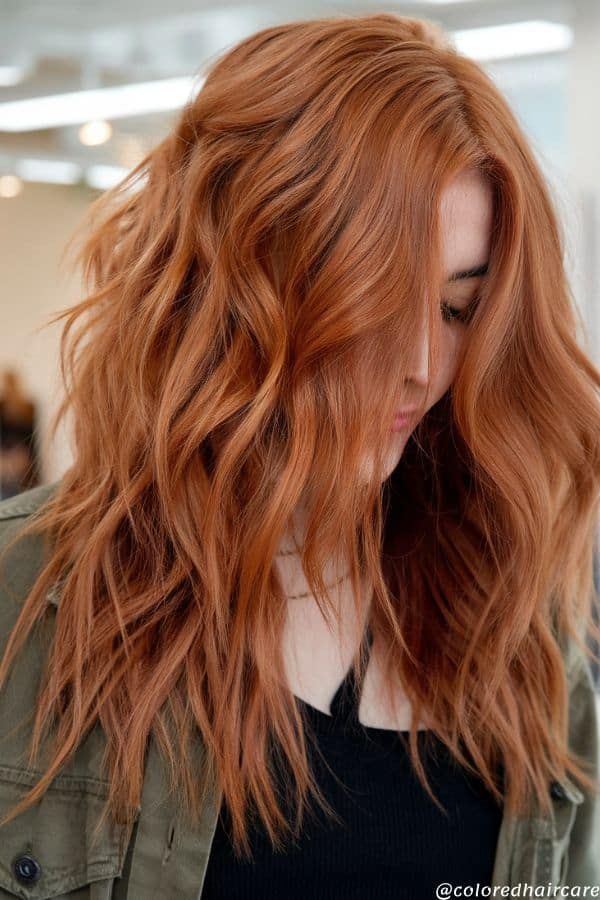 Vibrant Copper Red With Golden Undertones Vibrant Copper Red With Golden Undertones β Winter Hair Colors for Olive Skin
