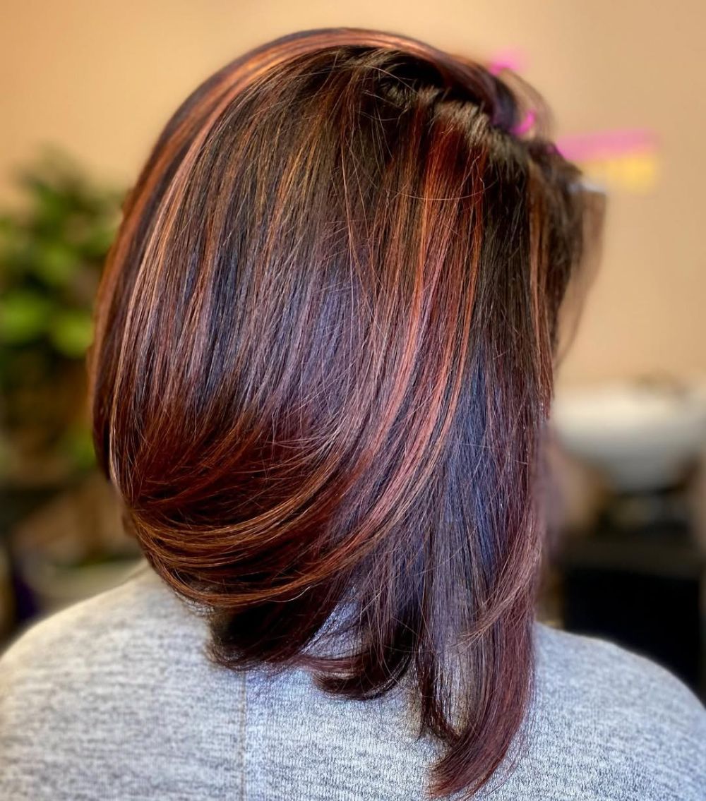 Deep Auburn Layered Bob With Red Undertones — Winter Auburn Hair Color