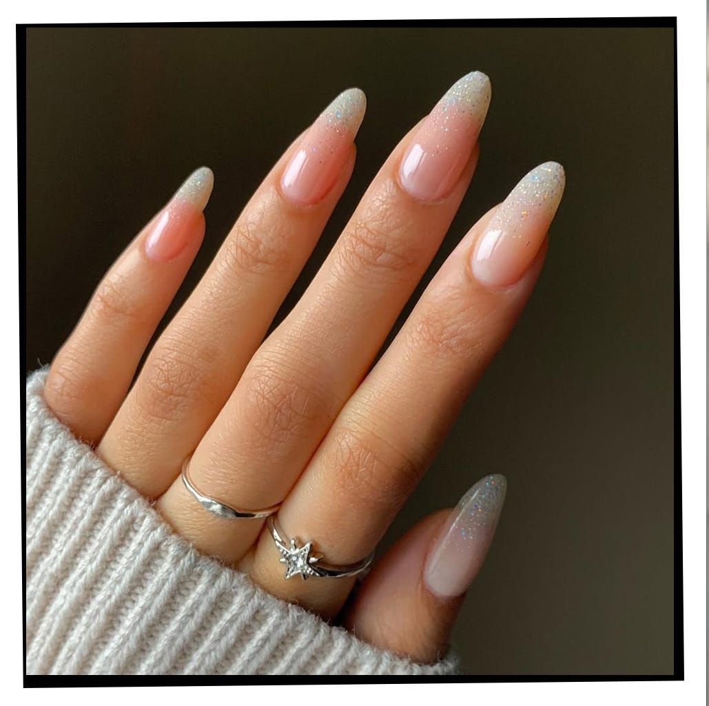 Silver Glitter Gradient Stiletto Silver Glitter Gradient Stiletto โ Classy Winter Nails