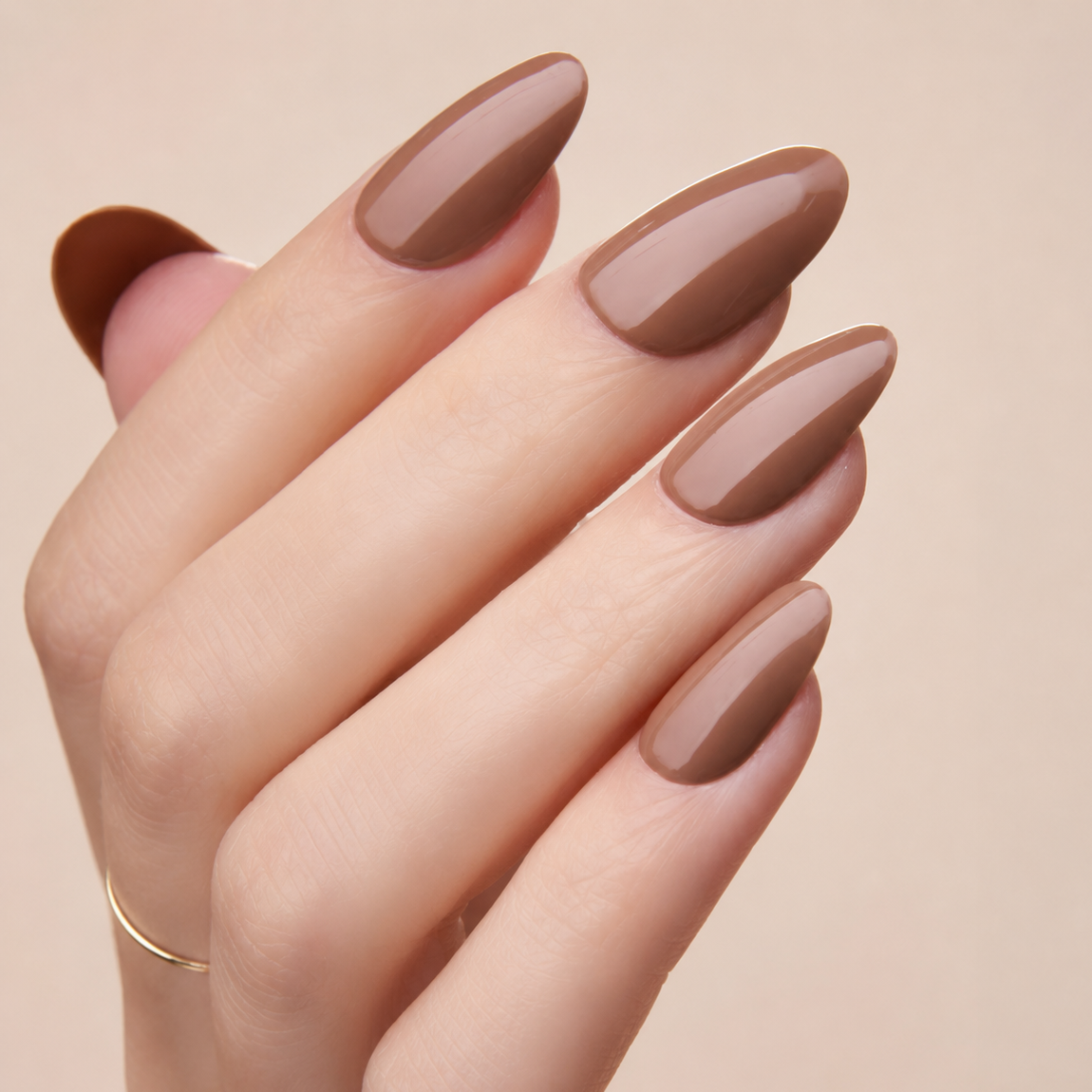 Milky Warm Medium Almond Milky Warm Medium Almond β Chocolate Brown Nails