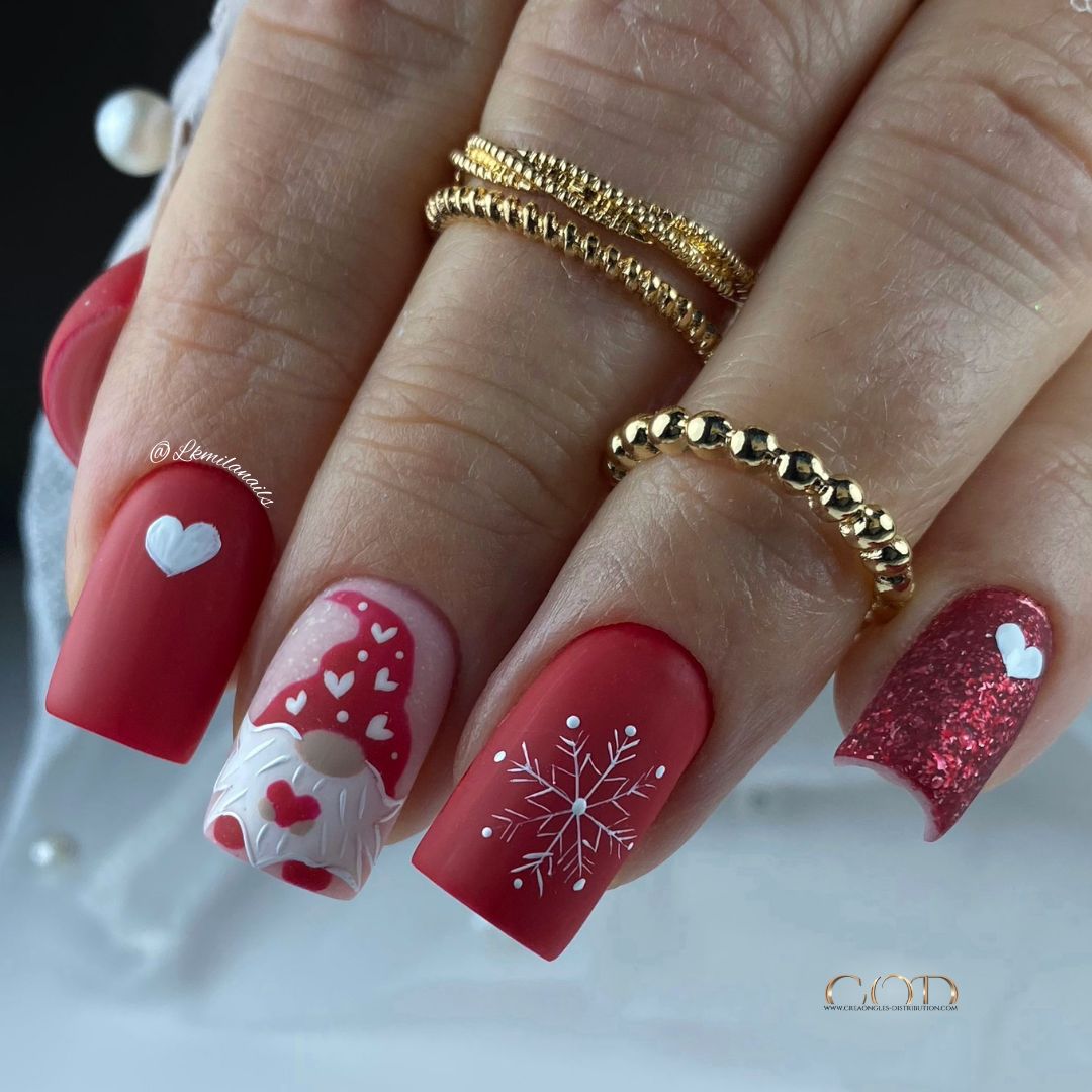 Medium Square Gnome and Snowflake Nails Medium Square Gnome and Snowflake Nails β Christmas Nail Trends 2026