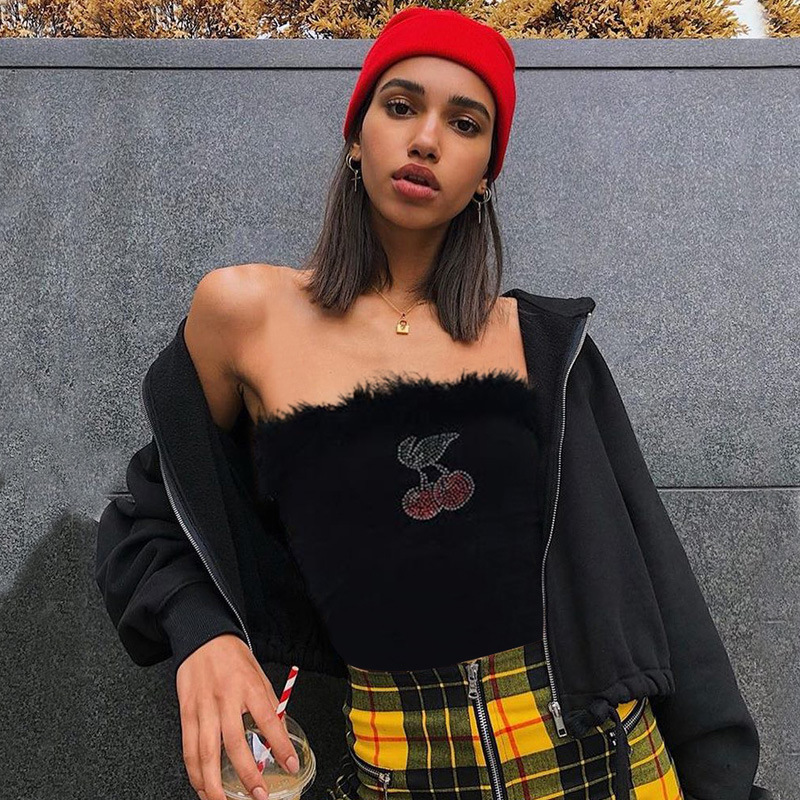 Faux Fur Tube Top with Plaid Skirt and Hoodie Faux Fur Tube Top with Plaid Skirt and Hoodie β Baddie Winter Outfits