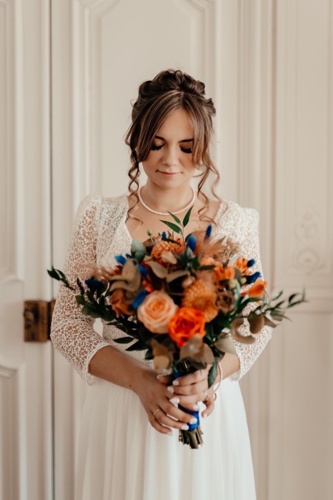 Blonde Loose Updo with Wispy Bangs — Winter Wedding Hairstyles