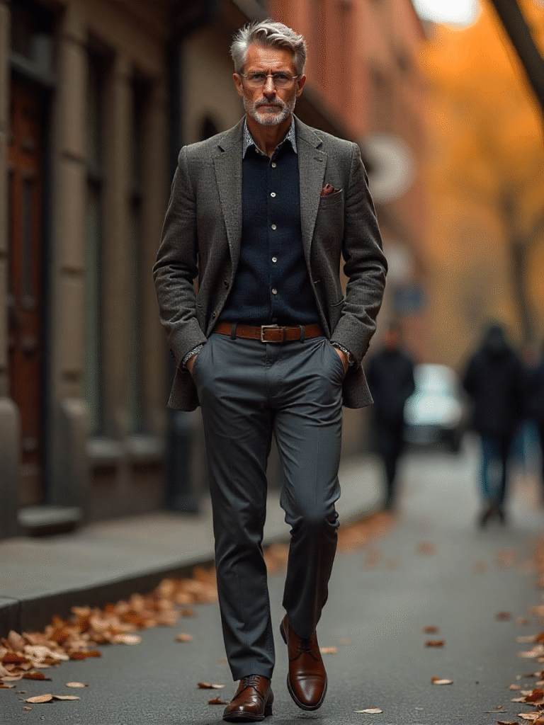 Textured Blazer with Knit Sweater for Smart Casual Polish Textured Blazer with Knit Sweater for Smart Casual Polish β Winter Outfits for Men