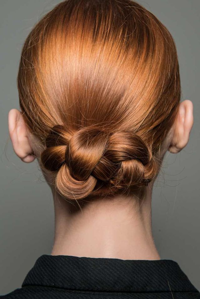 Copper Red Braided Bun Copper Red Braided Bun β Winter Bun Hairstyles