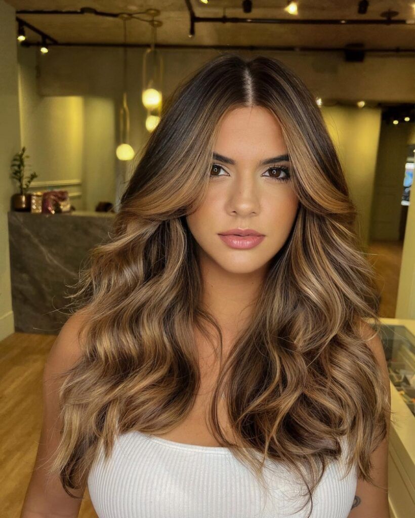 Collarbone Lob With Curtain Bangs and Balayage Collarbone Lob With Curtain Bangs and Balayage β Blonde to Brunette Hair