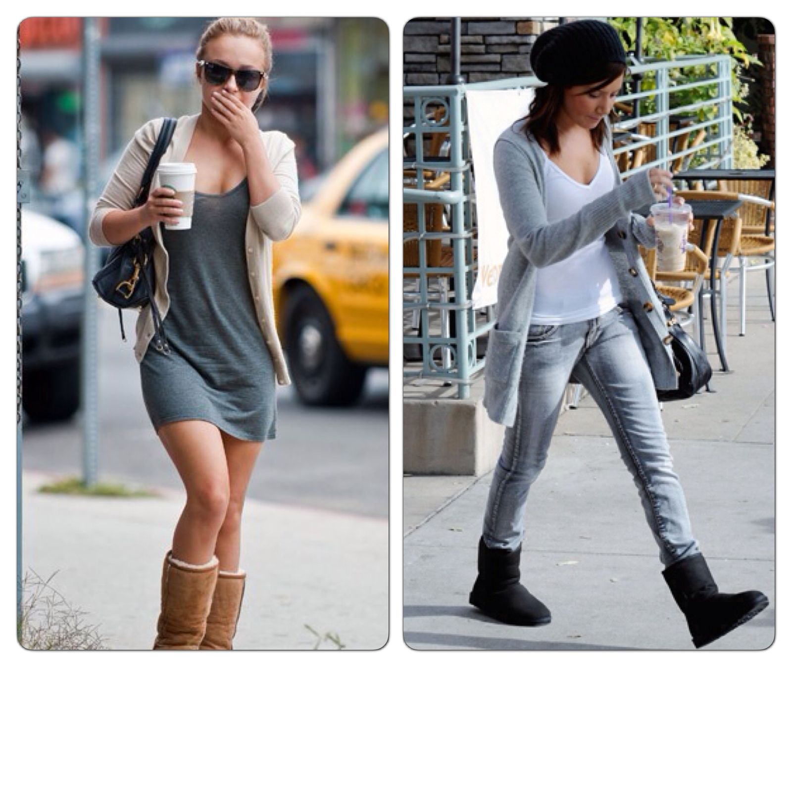 Tan Uggs with Tank Dress and Cardigan — Ugg Boots Outfits