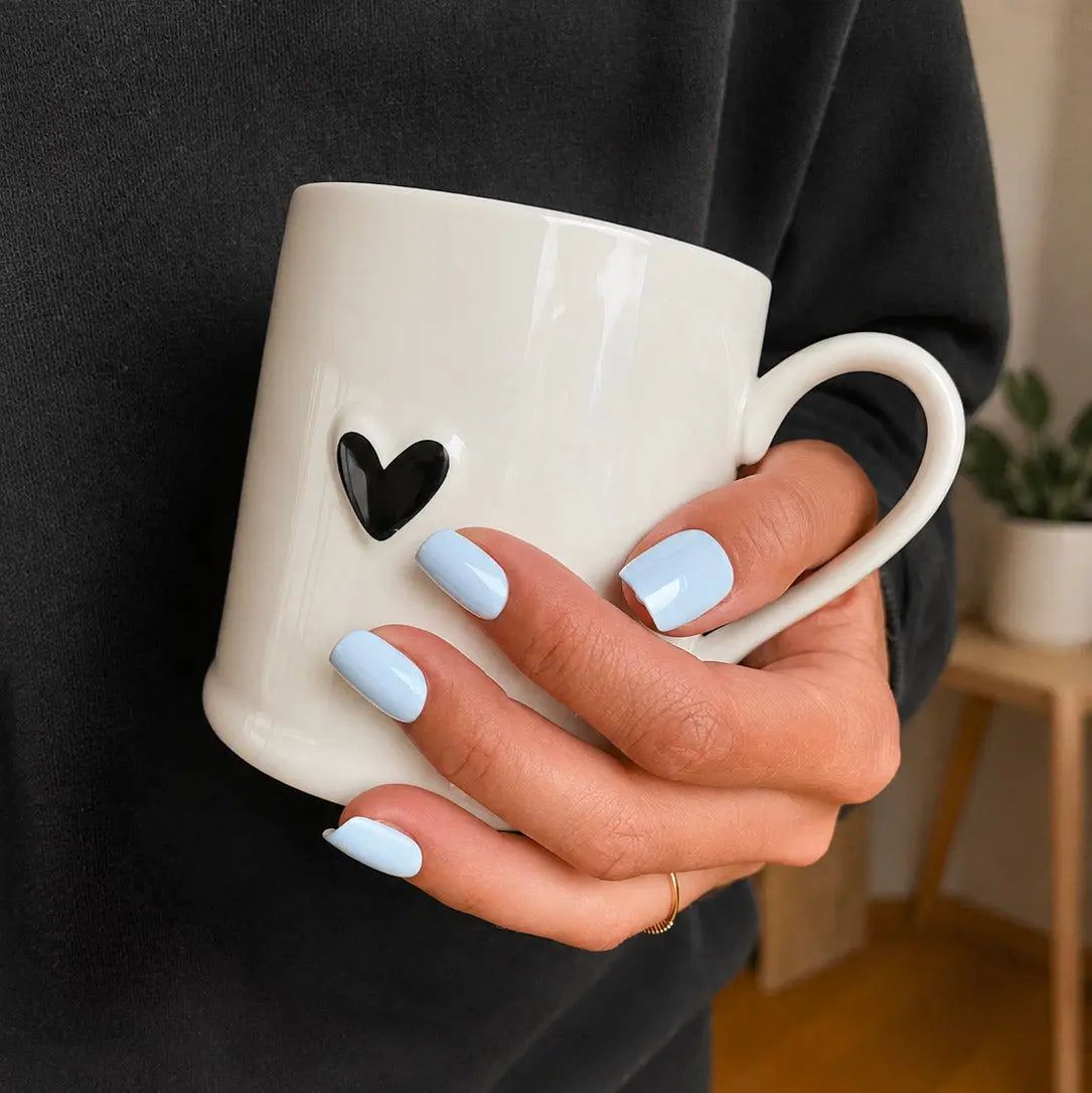 Soft Pastel Blue Glossy Short Square Nails Soft Pastel Blue Glossy Short Square Nails β Icy Blue Nails
