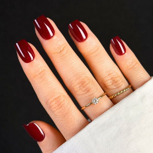 Solid Color Deep Glossy Burgundy Medium Square Nails Solid Color Deep Glossy Burgundy Medium Square Nails β New Years Square Nails 2027