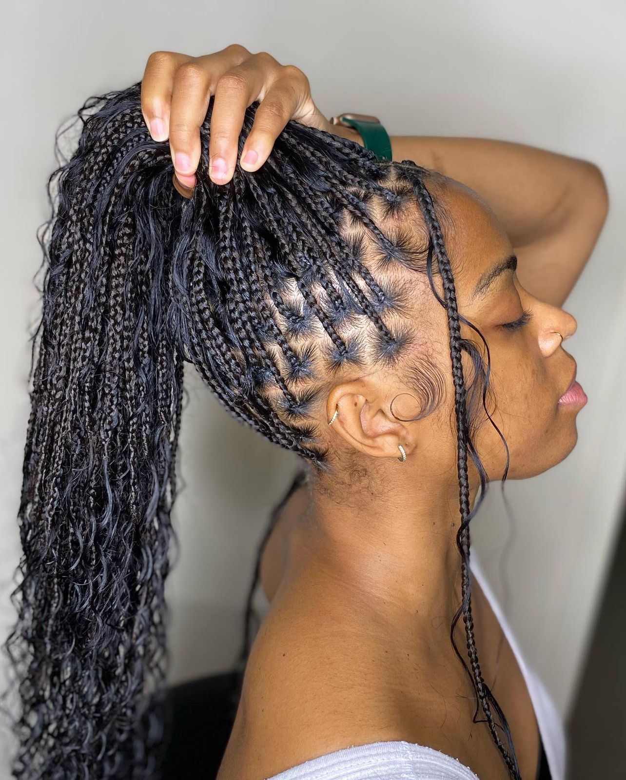 Geometric Crown Box Braid High Ponytail Geometric Crown Box Braid High Ponytail β Winter Braids for Black Women
