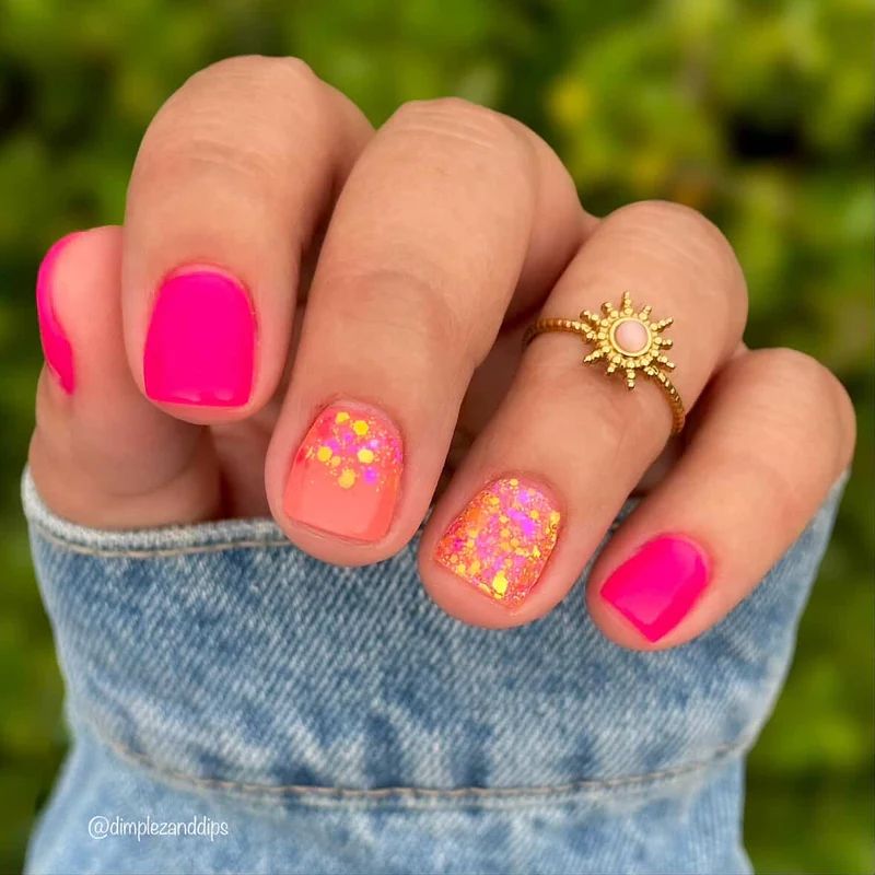 Vibrant Gradient Glitter Nails Vibrant Gradient Glitter Nails β New Years Dip Powder Nails 2027