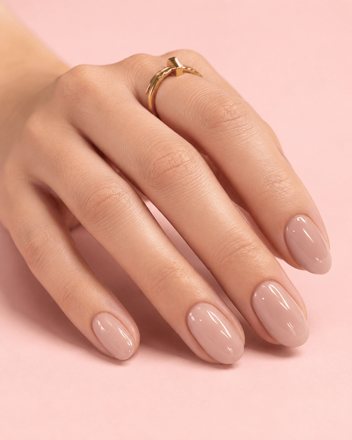 Warm Nude Almond Gloss — Winter Nude Nails