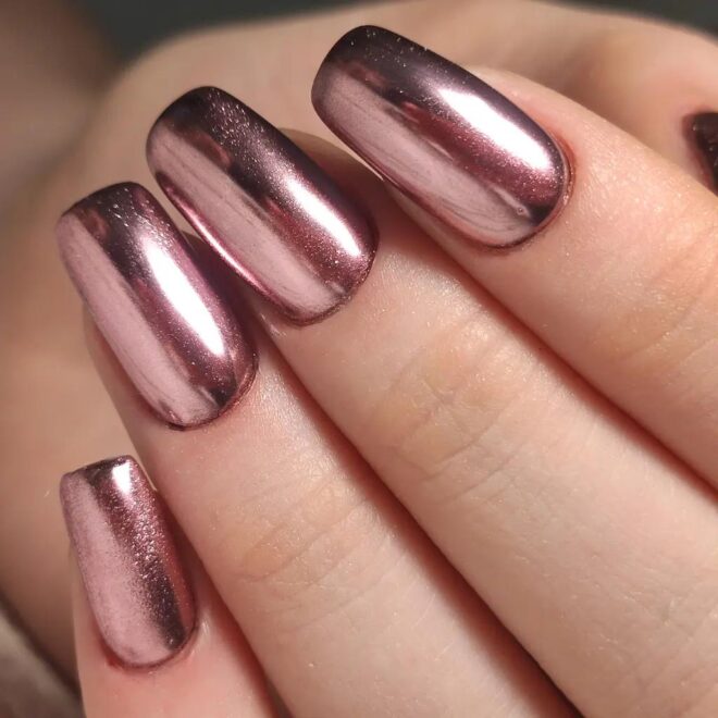 Rose Gold Chrome Square Nails Rose Gold Chrome Square Nails β Winter Nails