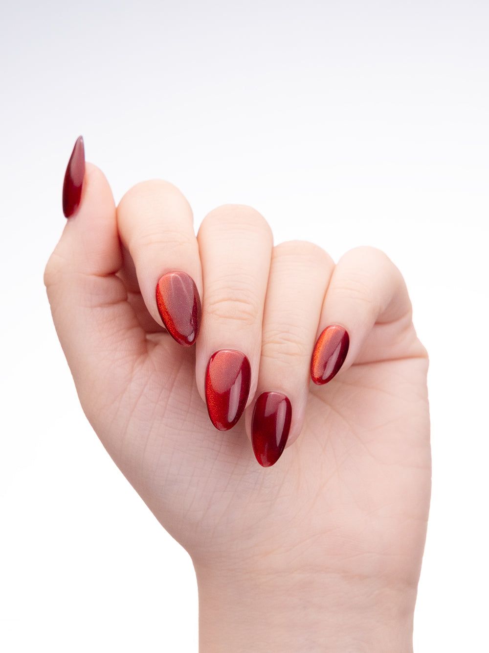 Deep Red Glossy Cat Eye Deep Red Glossy Cat Eye β Winter Red Nails