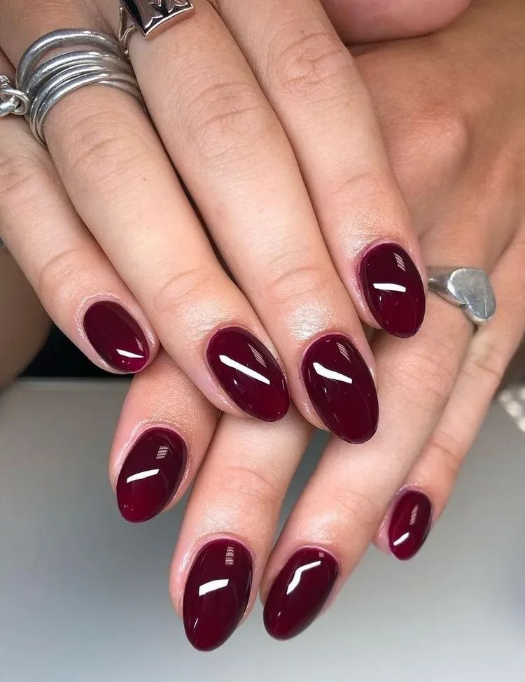 Deep Burgundy Cool Undertone Glossy Nails Deep Burgundy Cool Undertone Glossy Nails β Winter Gel Nail Colors