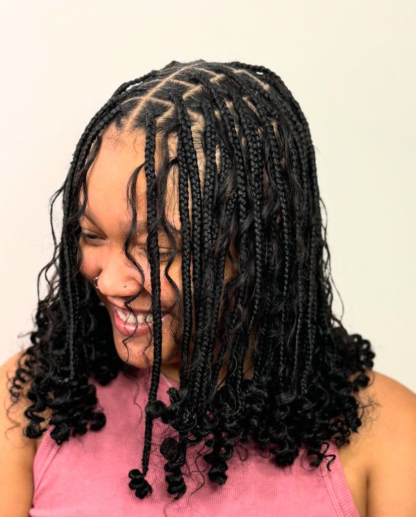 Box Braids with Curly Ends — Winter Hairstyles for Black Women