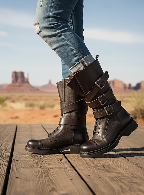 Rugged Cool: Distressed Denim Jeans with Strappy Brown Leather Combat Boots Rugged Cool: Distressed Denim Jeans with Strappy Brown Leather Combat Boots β Combat Boots Outfits