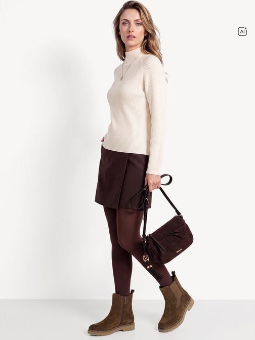 Textural Contrast: Suede Boots with Faux Leather Skirt Textural Contrast: Suede Boots with Faux Leather Skirt β Chelsea Boots Outfits